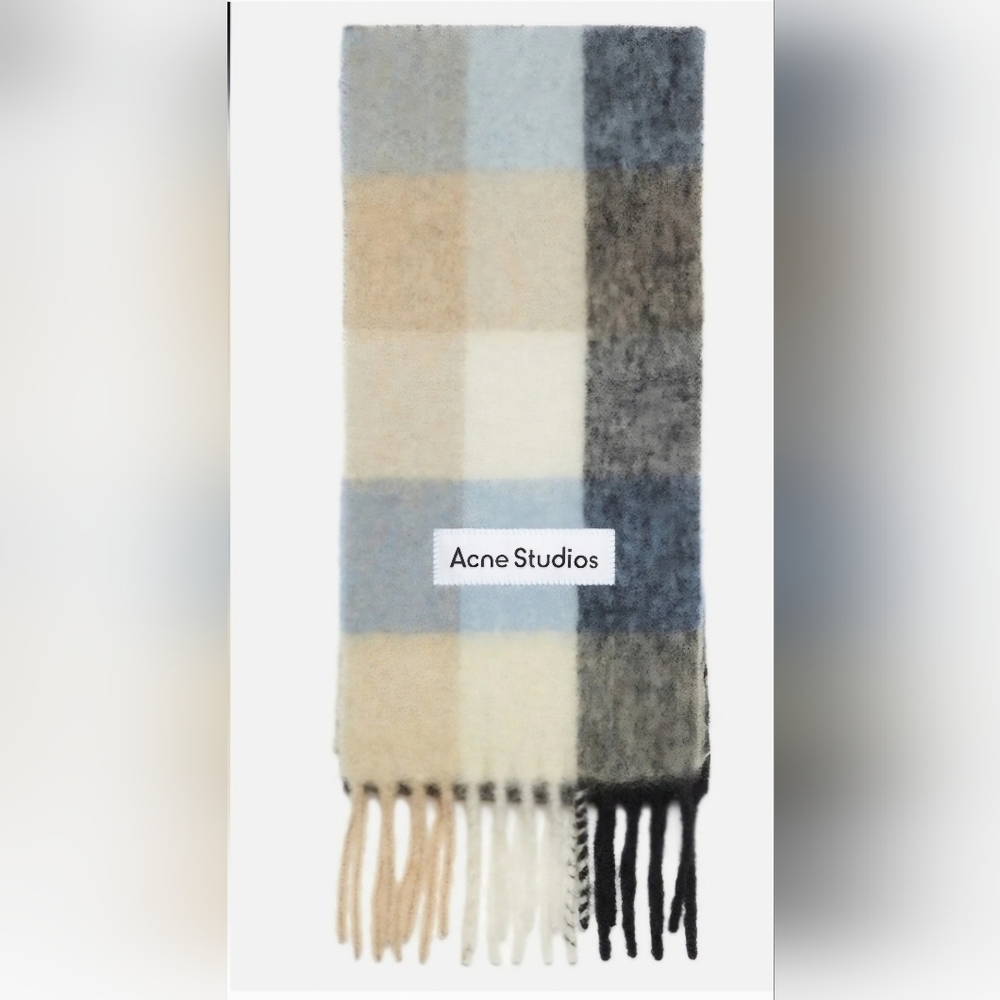 ✨ACNE STUDIOS✨ Multicoloured Wool & Alpaca Checked Scarf, Unisex - NWT - Picture 3 of 10